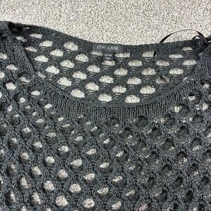 6th & Lane Women Plus Size‎ 22/24 Charcoal Grey Crochet Open Knit Sweater Top